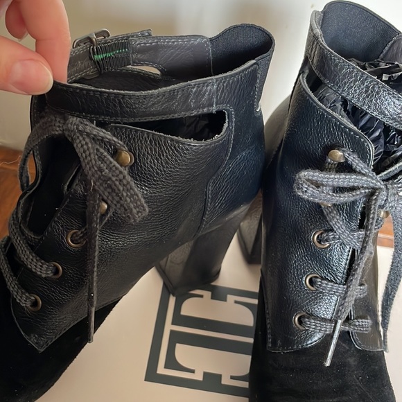 Leather booties real leather ties upfront small thick heel - Picture 9 of 11